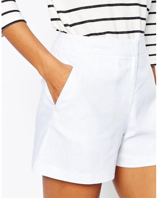 white linen pull on shorts