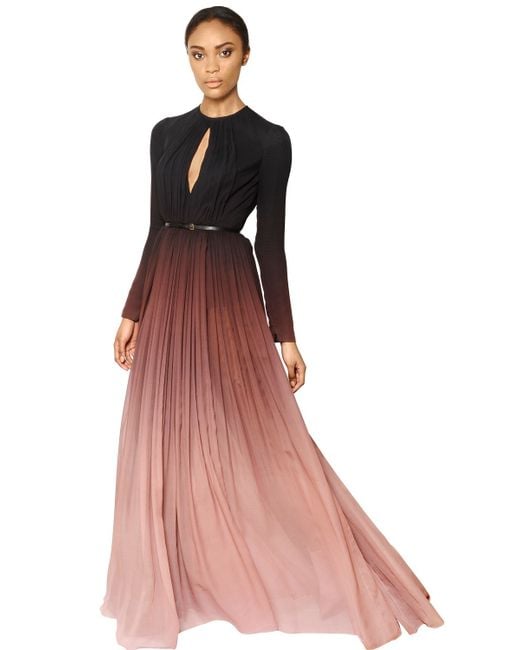 Elie Saab Pink Gradient Silk Georgette Dress