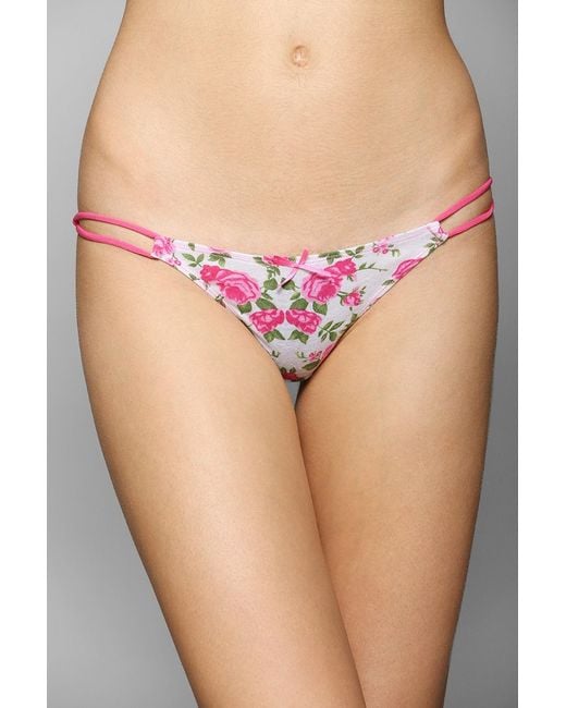 Urban Outfitters Pink Floral Side Loop Thong