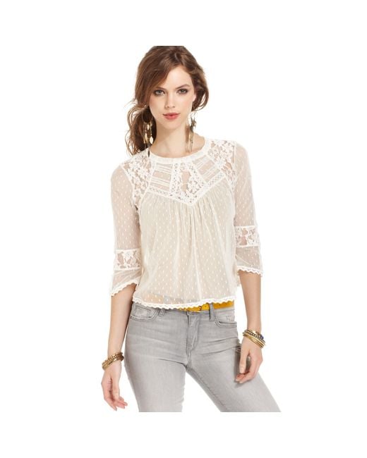 Free People White Lace Top