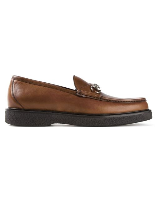 Gucci Brown Horse Bit Buckle Loafers for men