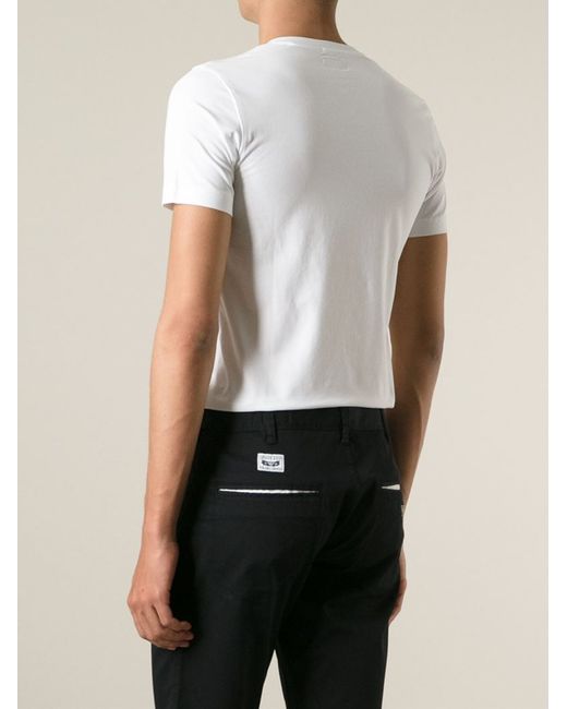 Armani Jeans White V-Neck T-Shirt for men