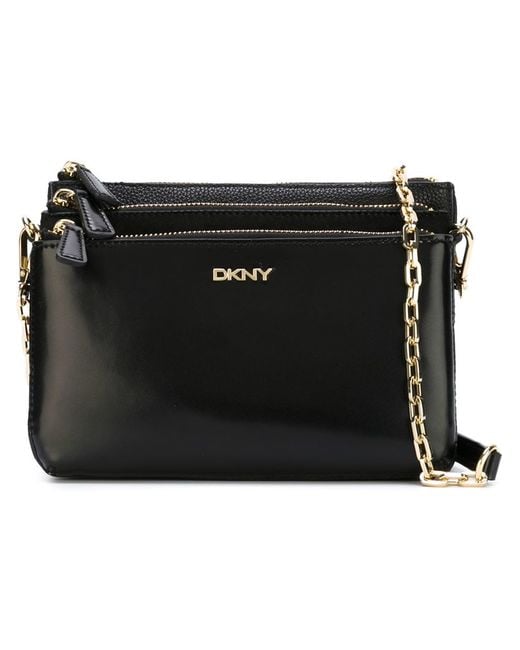 DKNY Black Triple Zip Crossbody Bag