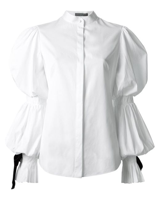 Alexander McQueen Bishop Sleeve Blouse in White | Lyst