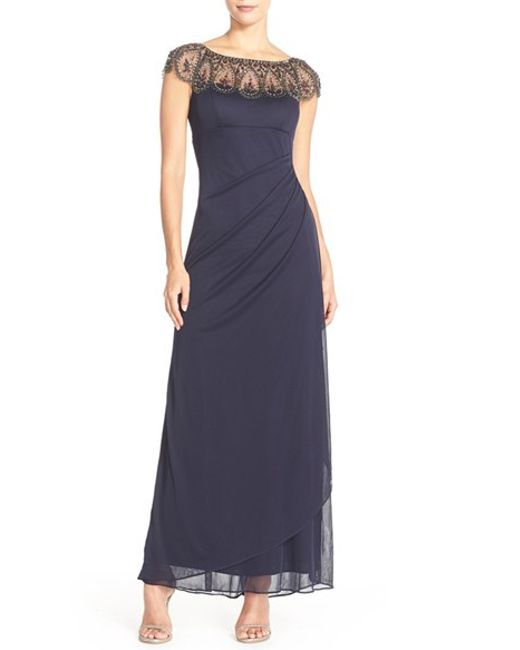 xscape ruched gown