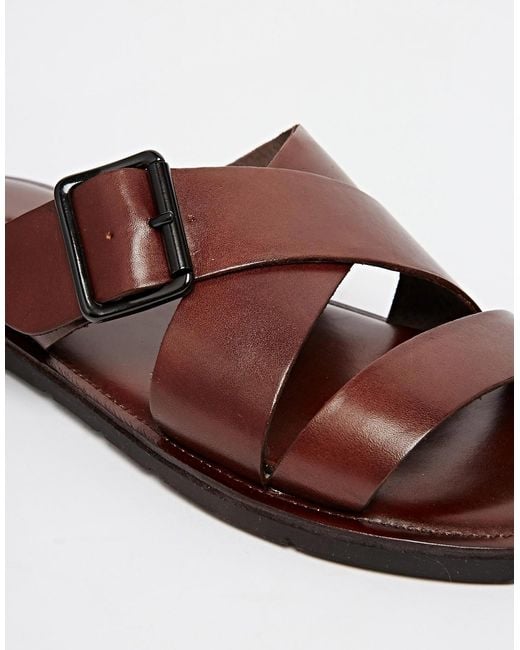 ALDO Sangha Leather Buckle Sandals in Brown for Men | Lyst