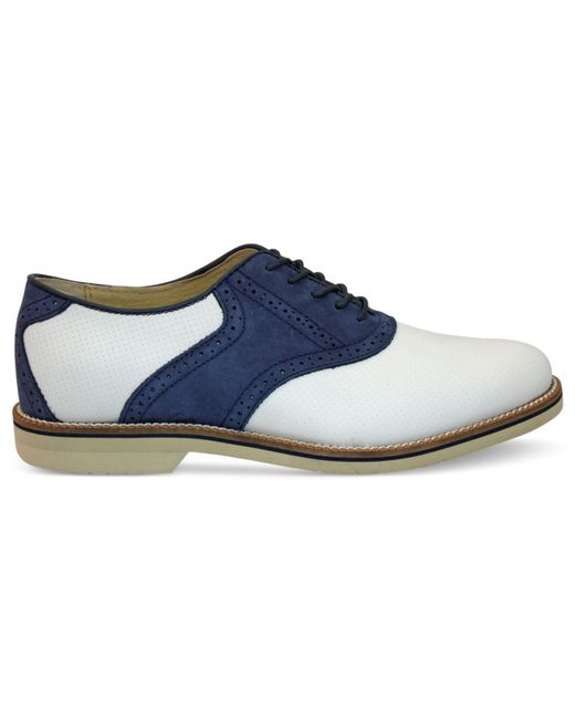 G.H. Bass & Co. Blue Burlington Perforated Plain-Toe Saddle Shoes for men