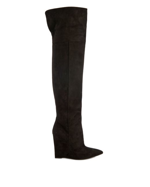Saint Laurent Over-the-knee Suede Wedge 