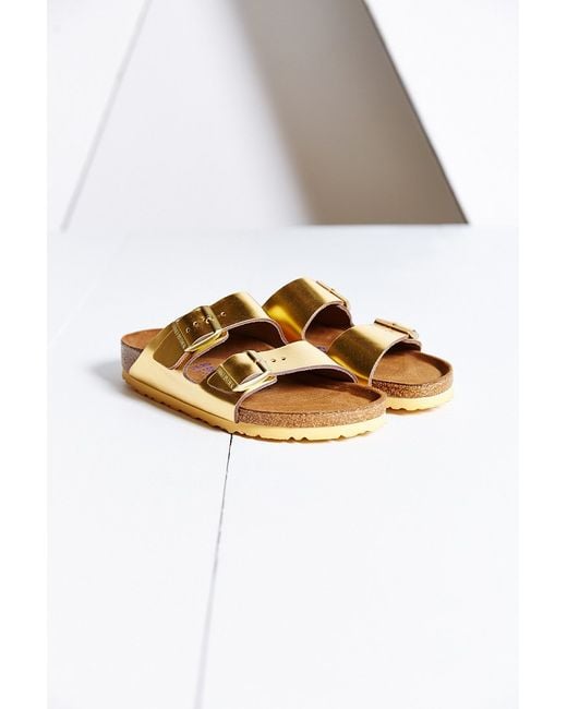 Birkenstock Arizona Soft Footbed Gold Metallic Slide Sandal