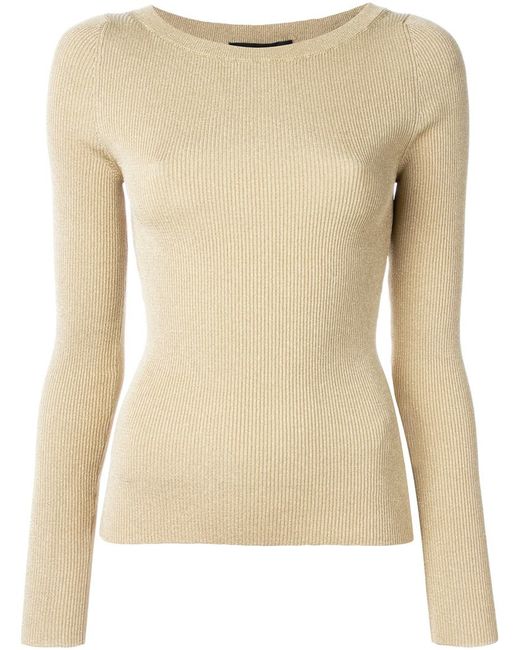 Dolce & gabbana Metallic (grey) Ribbed Knit Sweater in Gold (METALLIC) - ...