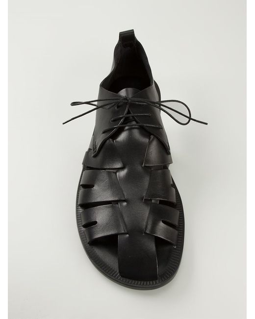 Pollini Black Lace-Up Gladiator Sandals for men