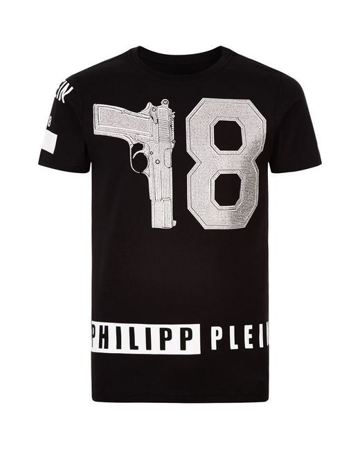 kraai Assimilatie Voorwoord Philipp Plein Hotel Crystal Gun 78 T-shirt in Black for Men | Lyst Canada