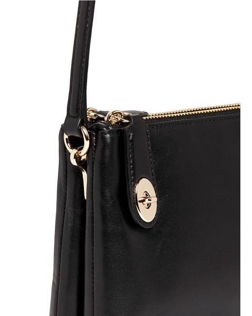 Coach Black Leather Double Zipper Tote