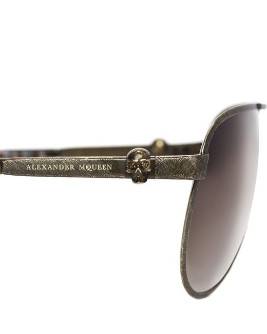 Alexander McQueen Metallic Skull Pilot Sunglasses in Brown for Men Lyst UK