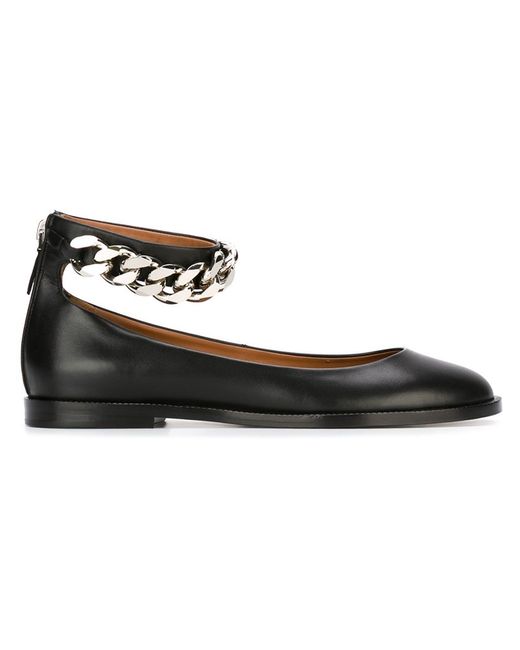 Givenchy Chain Strap Leather Ballet Flats in Black Lyst