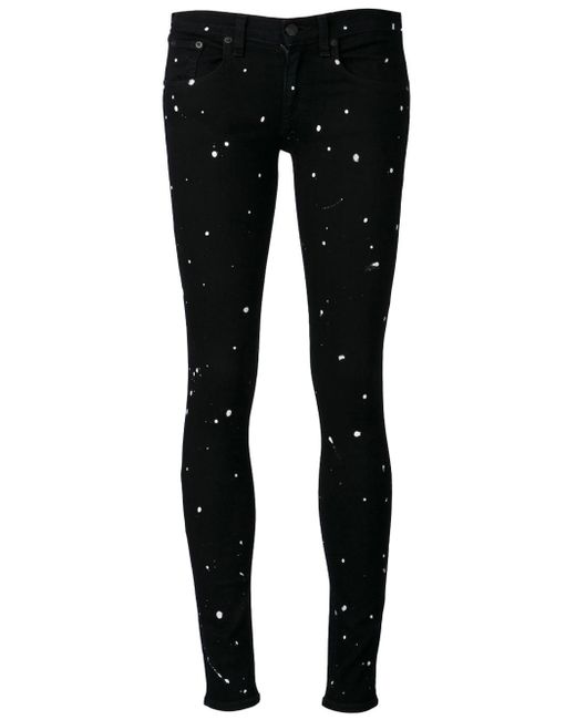 Paint Splatter Skinny Jeans in Black 