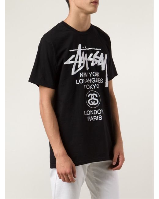 Stussy 'World Tour' T-Shirt in Black for Men | Lyst