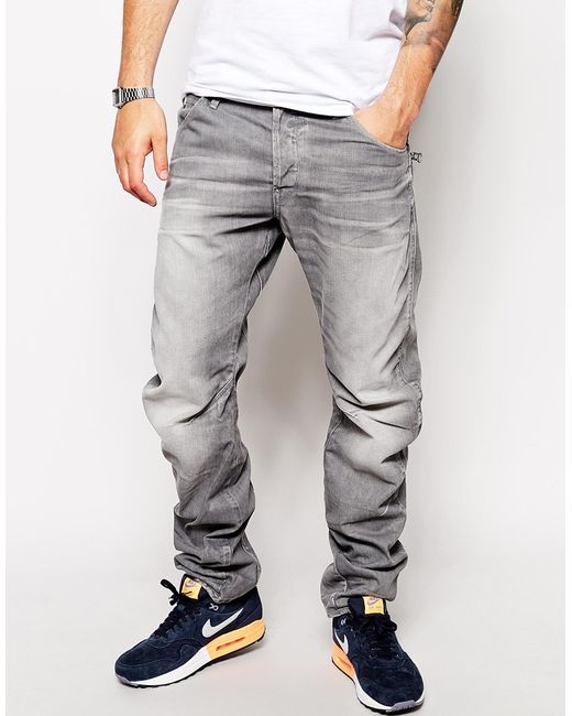 G-Star RAW G Star Jeans New Riley 3d Loose Tapered Gray Light Aged for men