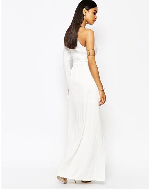 Missguided White Thigh High Split Maxi Dress