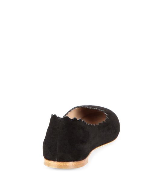 black scalloped ballet flats
