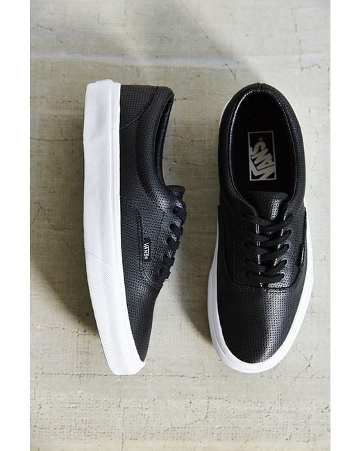 Vans Era Perforated Leather Sneaker in Black | Lyst