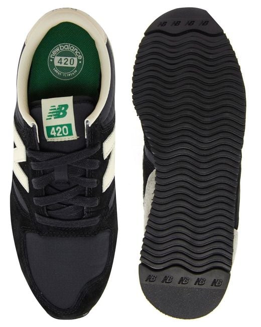 New Balance 420 Black and Grey Suede Trainers | Lyst