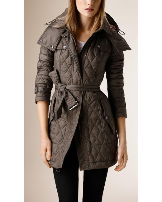 Burberry Gray Diamond Quilted Coat