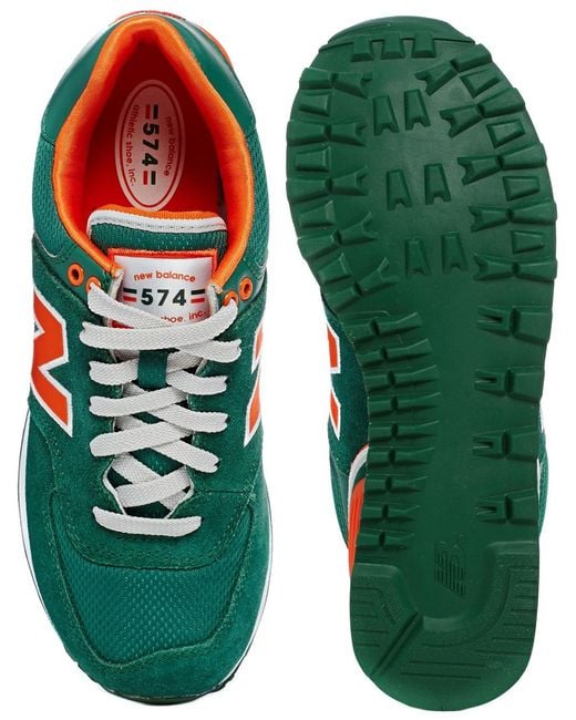 New Balance Green/Orange 574 Stadium Jacket Sneakers
