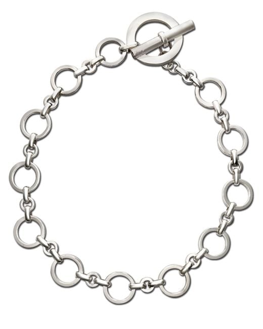 Lauren by Ralph Lauren Metallic Silver Circle Link Chain Necklace
