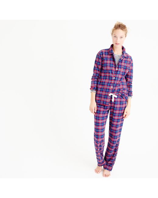 J.Crew Purple Petite Sparkle Plaid Flannel Pajama Set