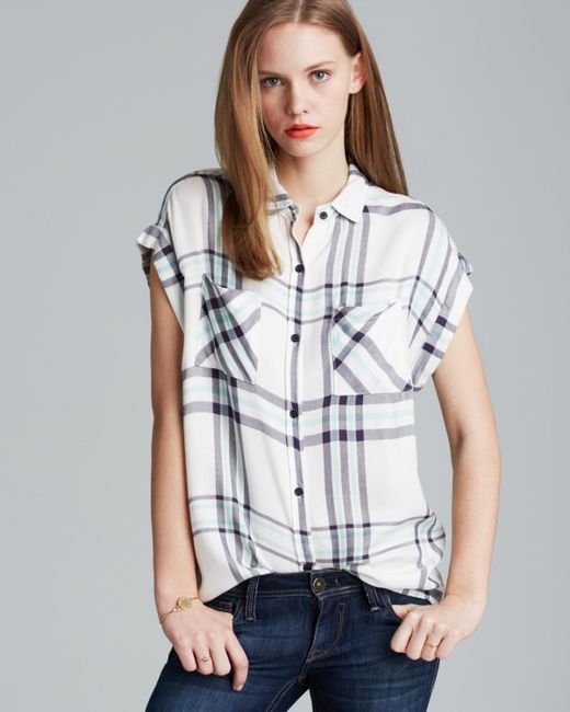 Rails Shirt Short Sleeve Plaid in White 