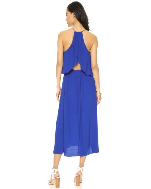 Madewell Blue Flutter Back Overlay Maxi Dress - Brilliant Royal