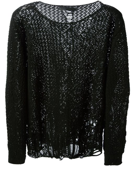 Alexander McQueen Black Distressed Sweater for men