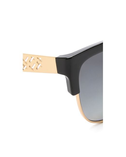 Tory Burch Rimless Bottom Polarized Sunglasses - Black Gold/grey