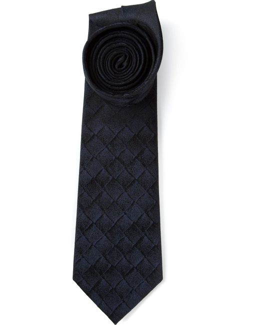 Bottega Veneta Blue Woven Print Tie for men