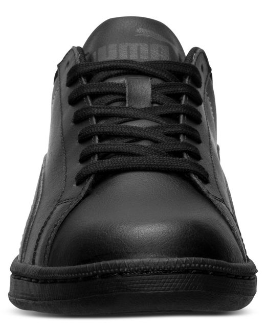 PUMA Black Men'S Smash Leather Casual Sneakers From Finish Line for men