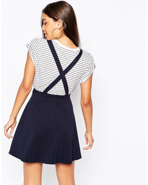 blue pinafore skirt