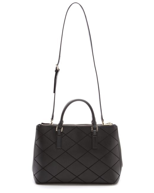 Tory Burch Robinson Stitched Double Zip Tote Black | Lyst
