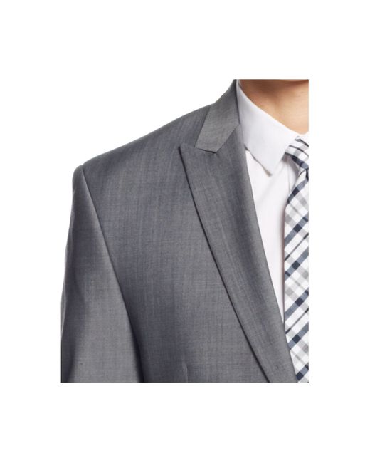 Calvin Klein Gray Grey Sharkskin Slim-fit Suit for men