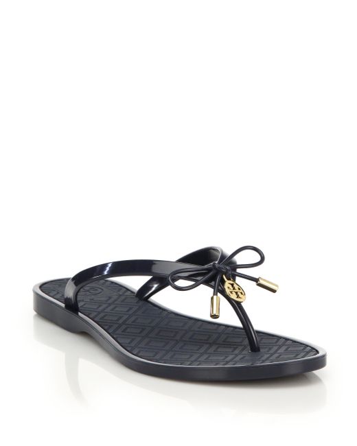 Tory Burch Jelly Bow Thong Sandals in Blue | Lyst