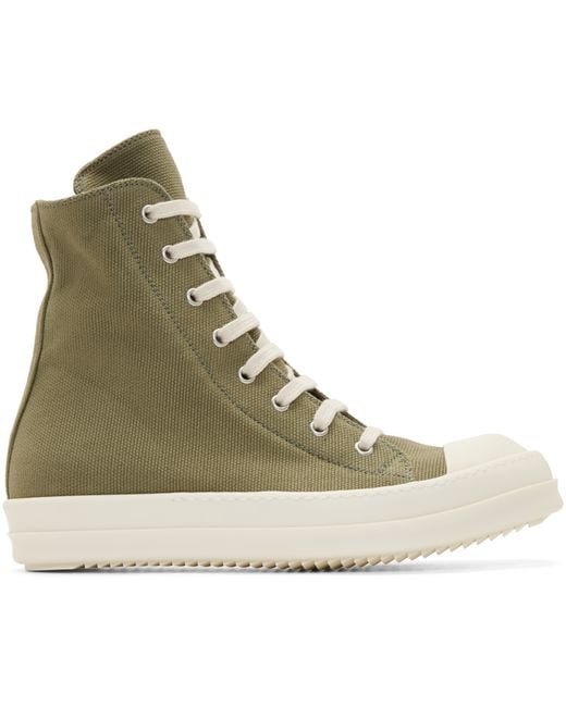 DRKSHDW by Rick Owens Green Canvas High_top Sneakers for men