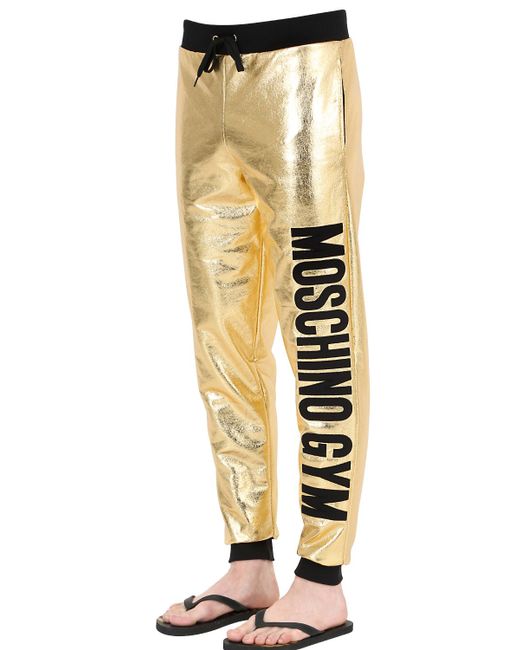Moschino Gold Cotton Jogging Pants in Metallic | Lyst