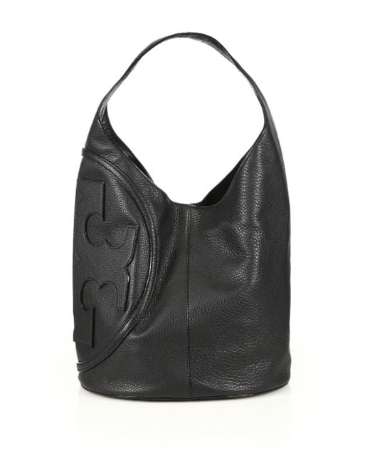 Tory Burch - Black Pebbled Leather Hobo Shoulder Bag – Current Boutique