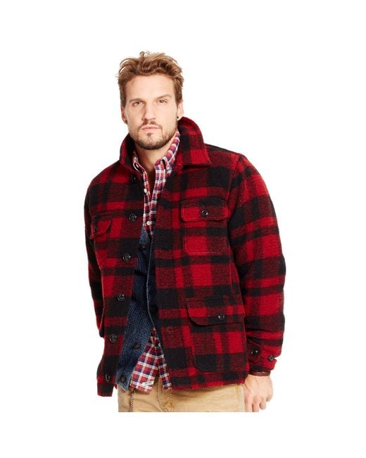 Denim & Supply Ralph Lauren Red Plaid Wool-blend Barn Jacket for men