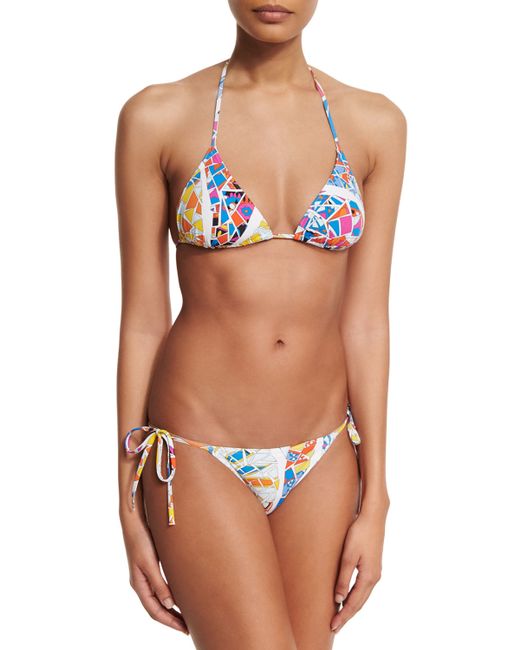 Emilio Pucci Multicolor Light Mosaico Bikini Set