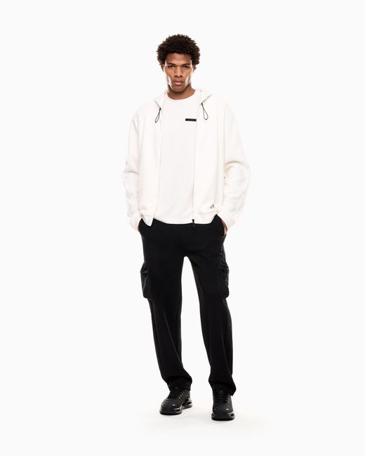 EA7 White Cotton-Blend Hooded Sweatshirt for men