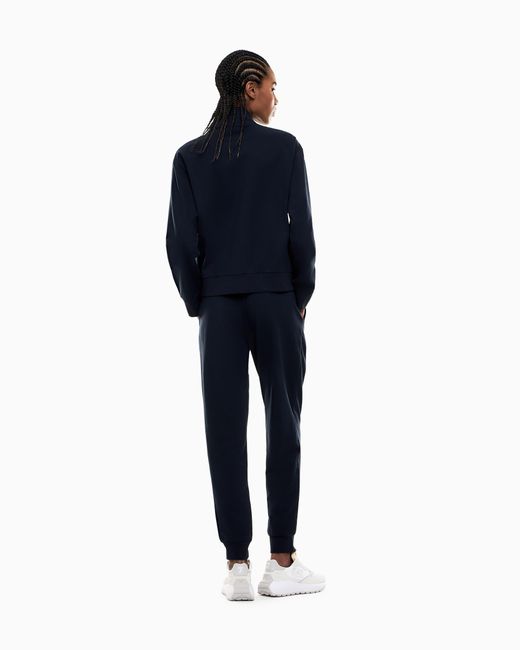 EA7 Blue Cotton Stretch Suit With Zip And Metal Logo Core Lady