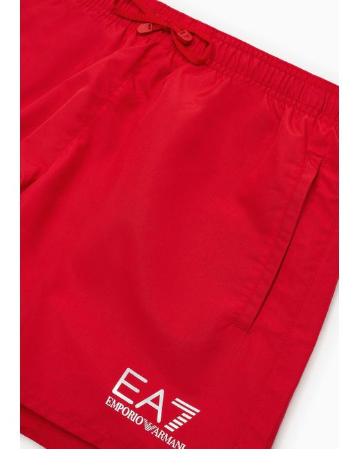 EA7 Red Swim Trunks With Logo for men