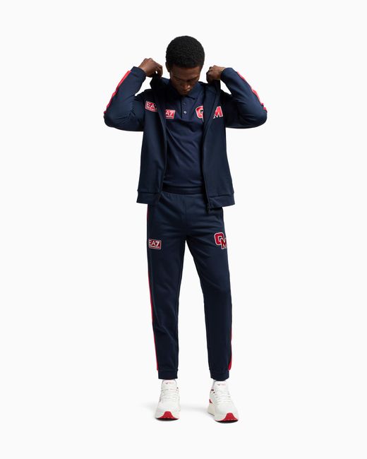 Olimpia Milano Felpa Con Cappuccio di EA7 in Blue da Uomo