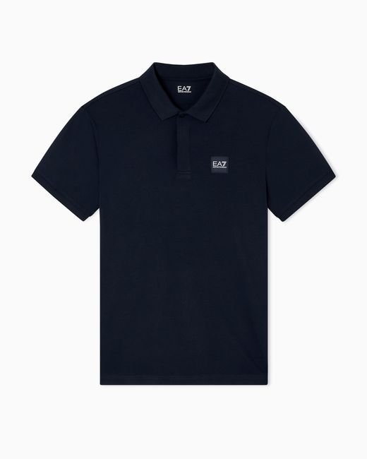 EA7 Visibility Poloshirt Aus Baumwollstretch-Jersey in Blue für Herren